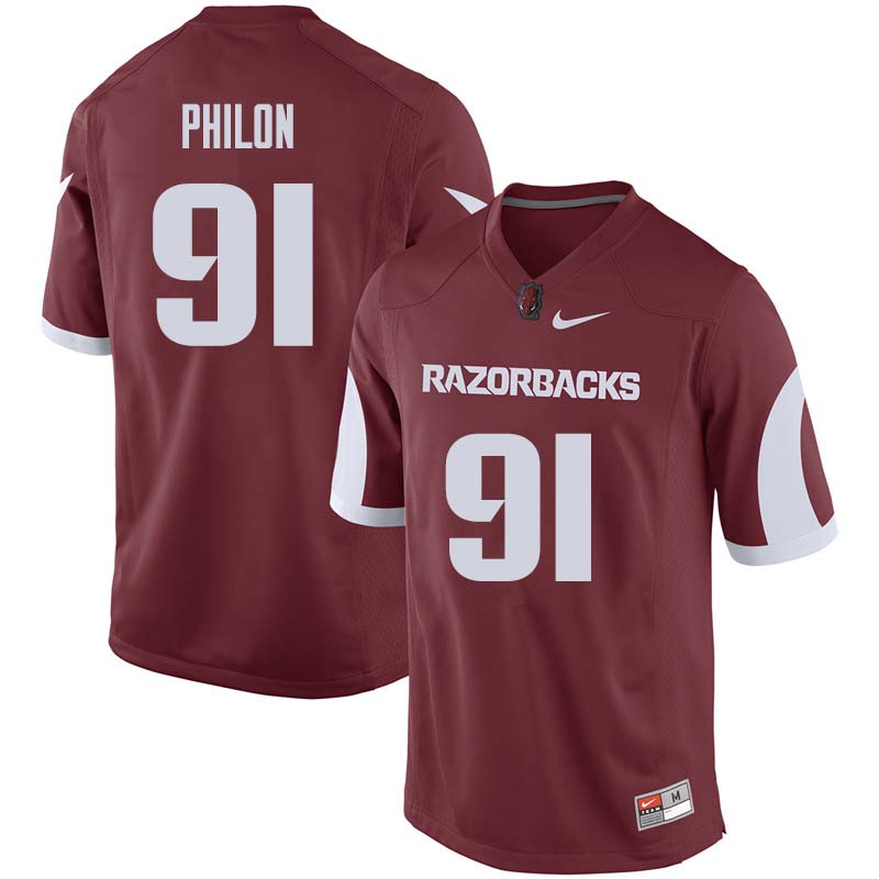 Men #91 Darius Philon Arkansas Razorback College Football Jerseys Sale-Cardinal